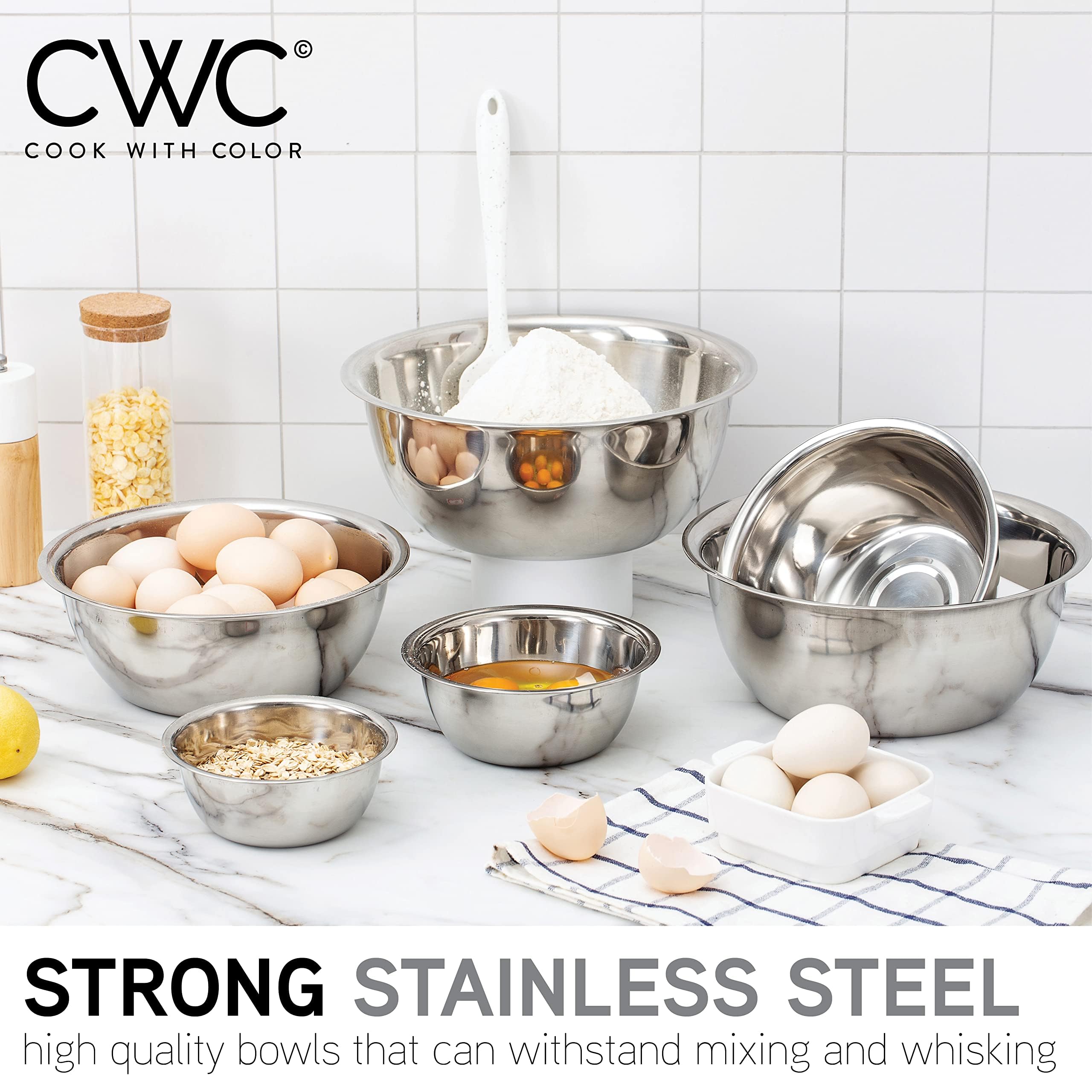 Cook With Color bowls with wide rim for mess-free pouring