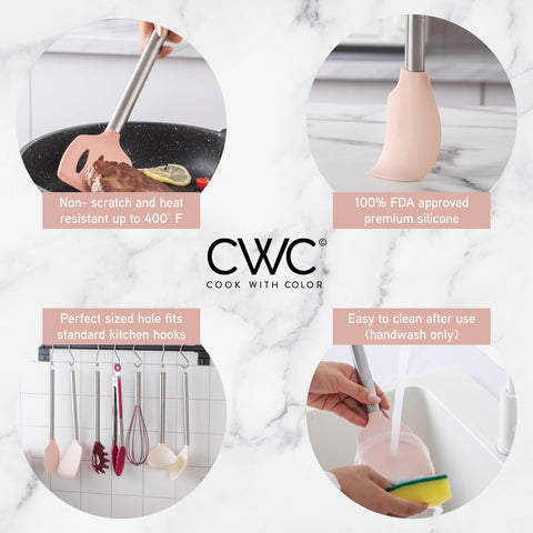 COOK WITH COLOR tongs rose sturdy grip for flipping and serving