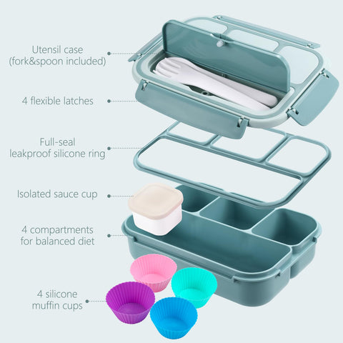 Cookage lunch set includes utensils, sauce cup, and muffin cups for versatile meals.