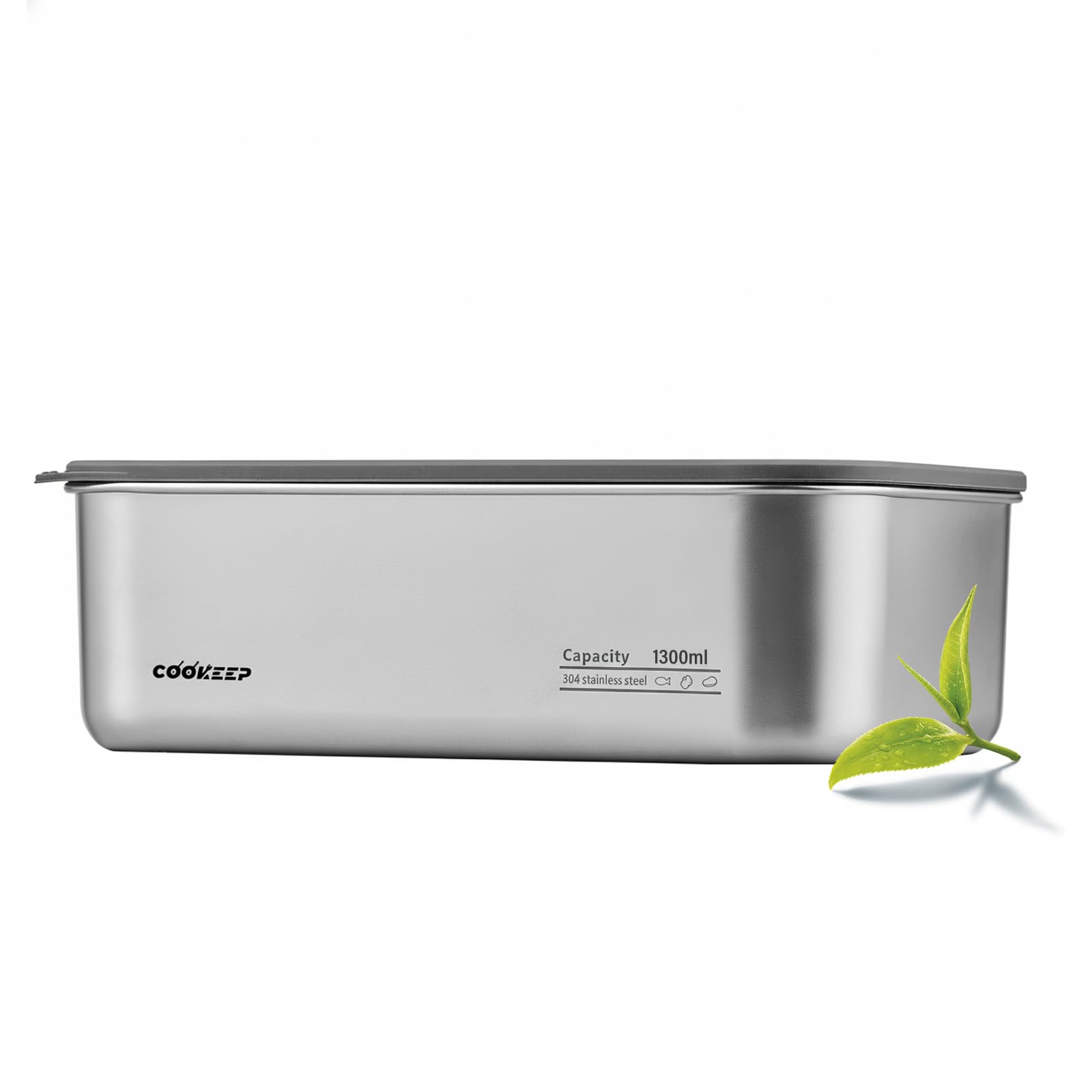 Cookeep 44oz stainless steel container with lid open for easy meal prep.