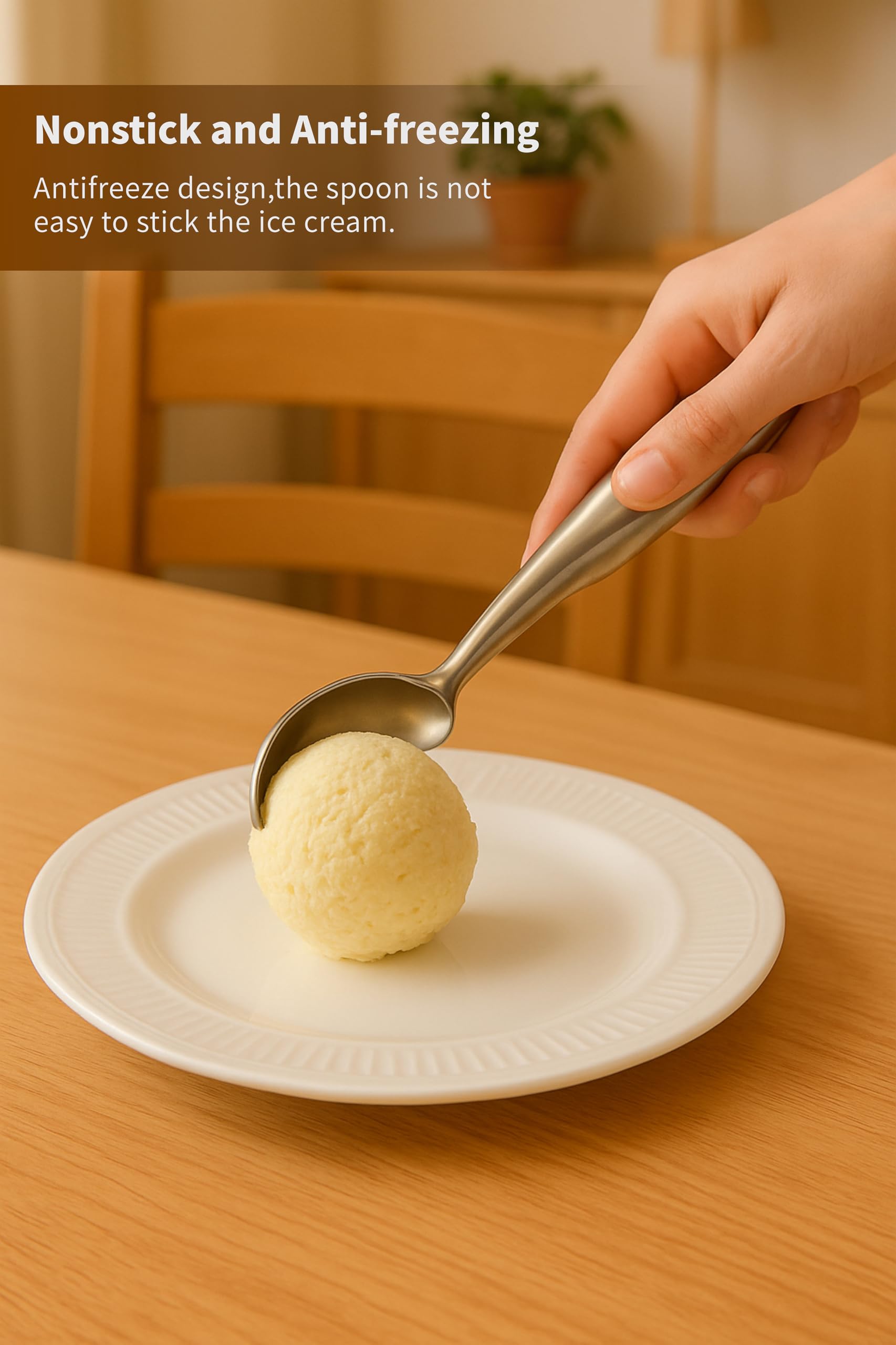 cookeep dishwasher-safe stainless steel ice cream scoop resists rust