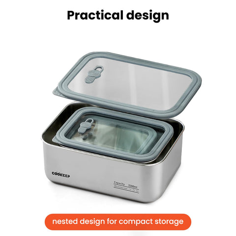 Cookeep heat-resistant and oven-safe container suitable for hot-prep and reheating.