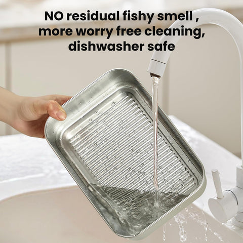 Cookeep stainless steel snack container shown dishwasher-safe for effortless cleanup.
