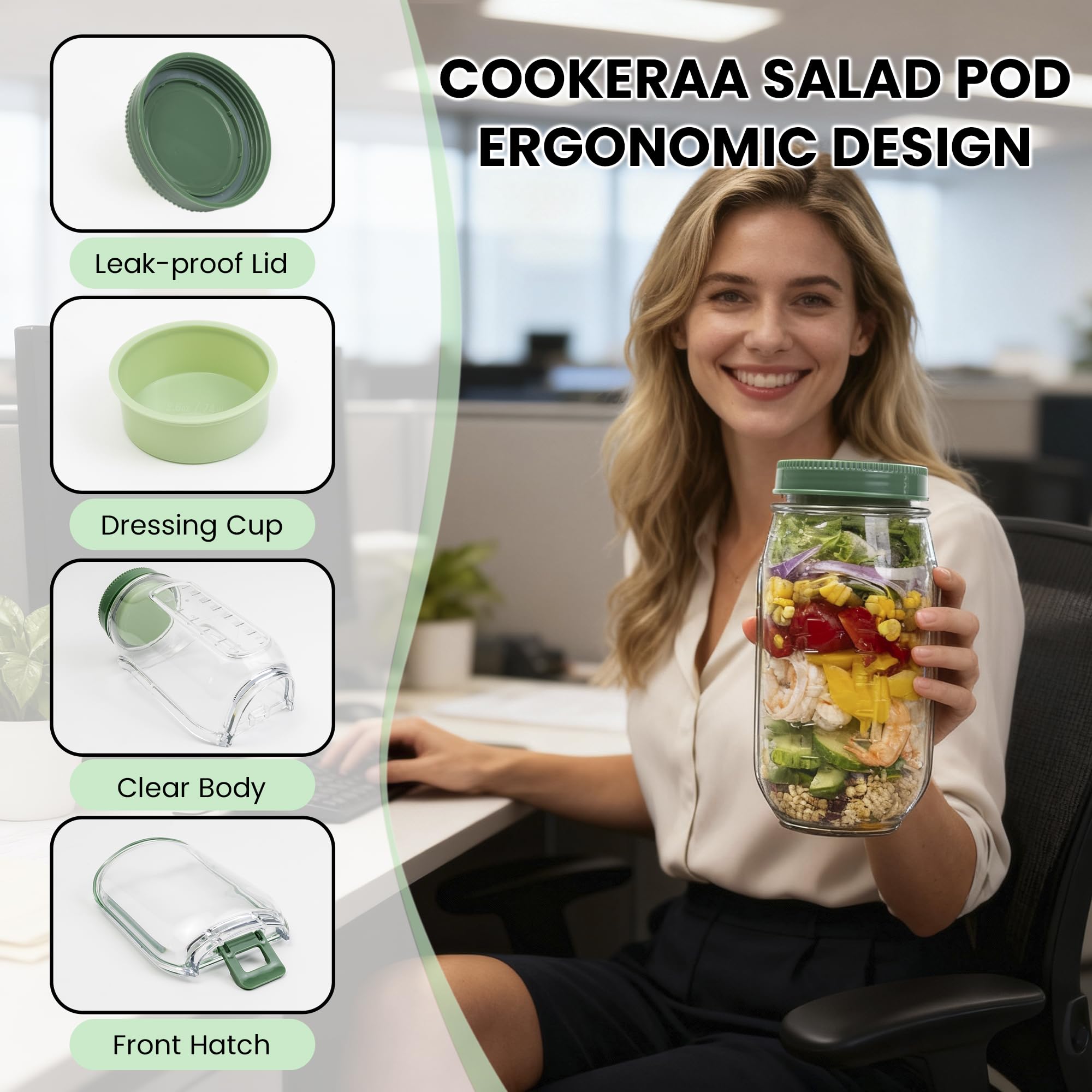 Cookeraa Salad Pod shows crisp-ingredients design preserving freshness.
