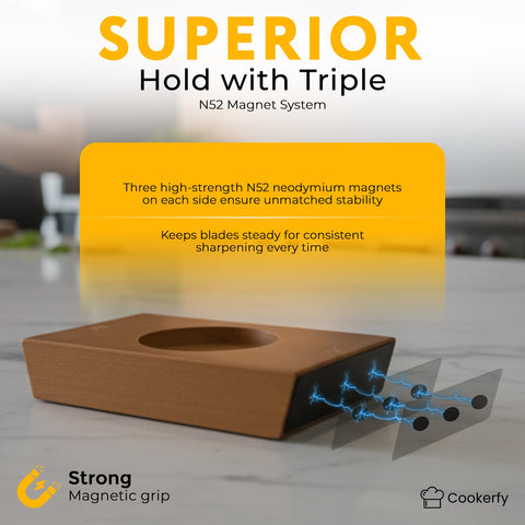 Cookerfy knife sharpener magnets stabilize the tool during use