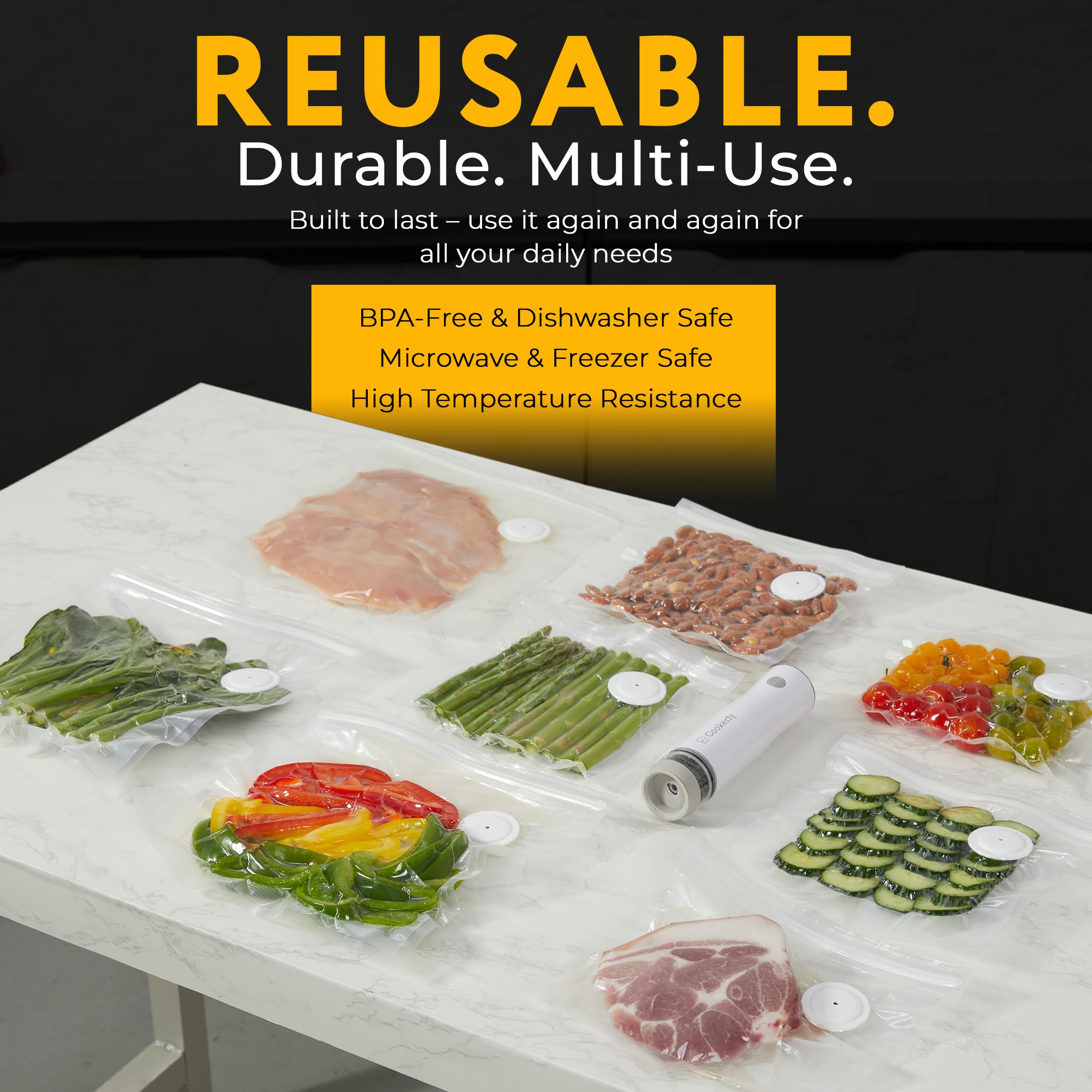 Travel-ready Cookerfy vacuum sealer designed for home use or road trips.