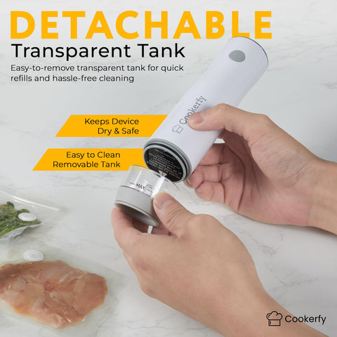 Ultra-light Cookerfy sealer fits easily in a bag or drawer.