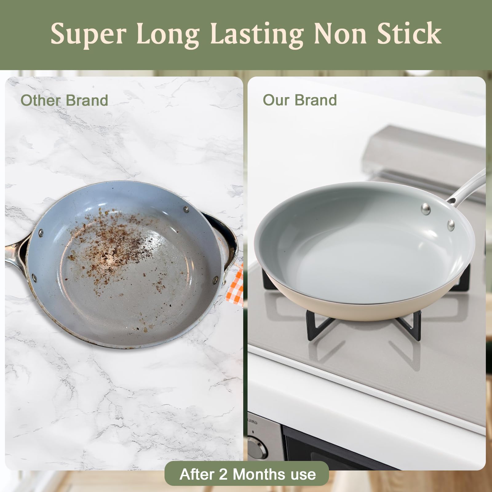 Cookersway ceramic nonstick 11-inch fry pan delivers even searing across larger meals.