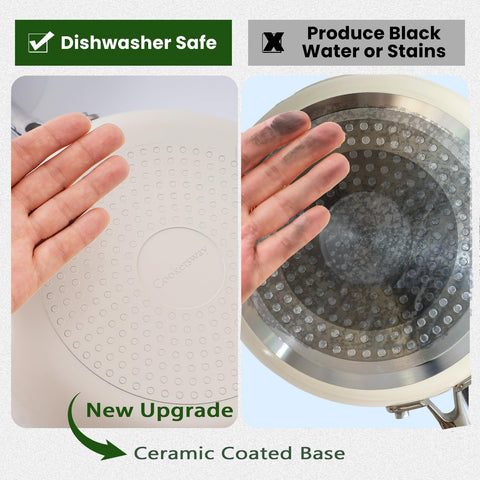 Cookersway ceramic nonstick pan dishwasher-safe label highlights easy cleaning after cooking.