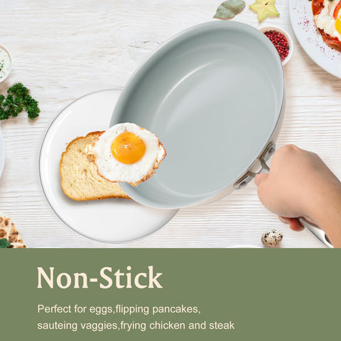Cookersway 8-inch egg-fry pan demonstrates easy omelet release and quick cooking.