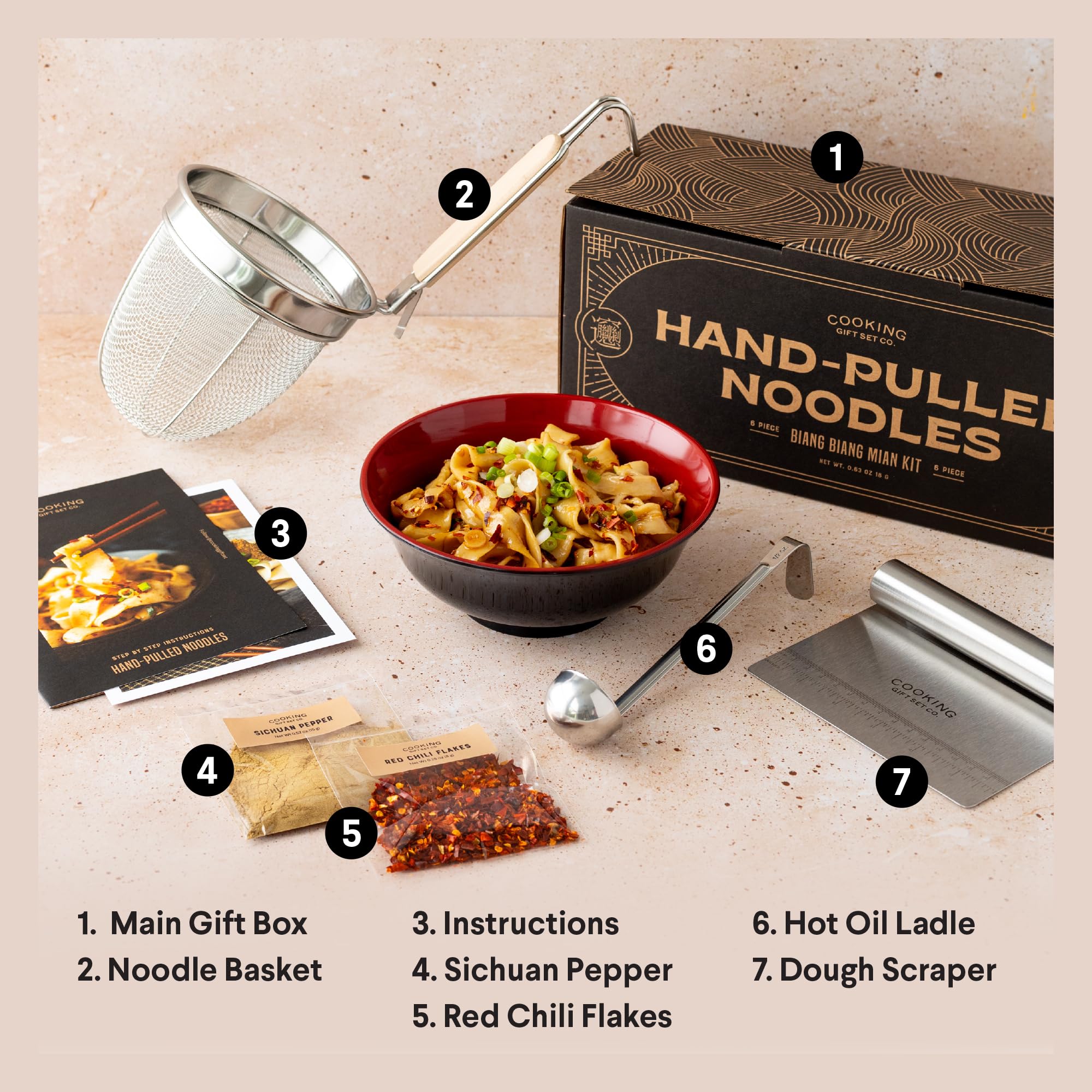 Cooking Gift Set ramen kit with wooden handle for easy ramen prep and dumplings