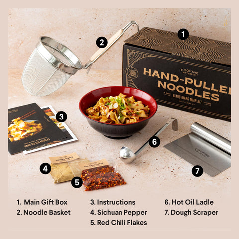 Cooking Gift Set ramen kit with wooden handle for easy ramen prep and dumplings