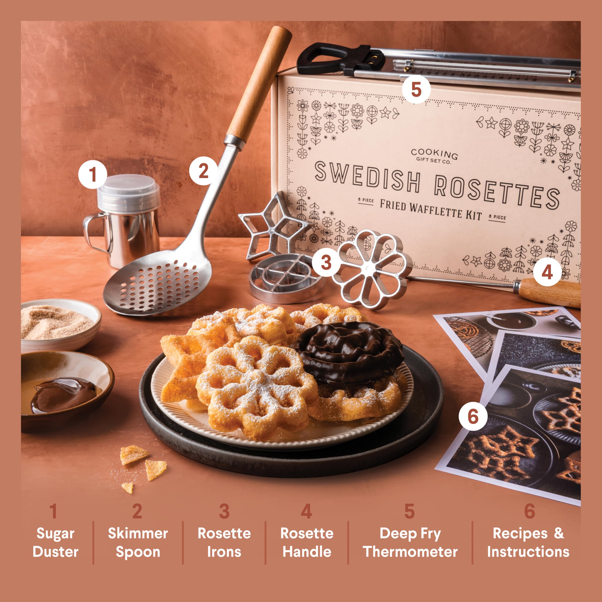Cooking Gift Set rosette maker and bunuelos mold enables easy batter shaping