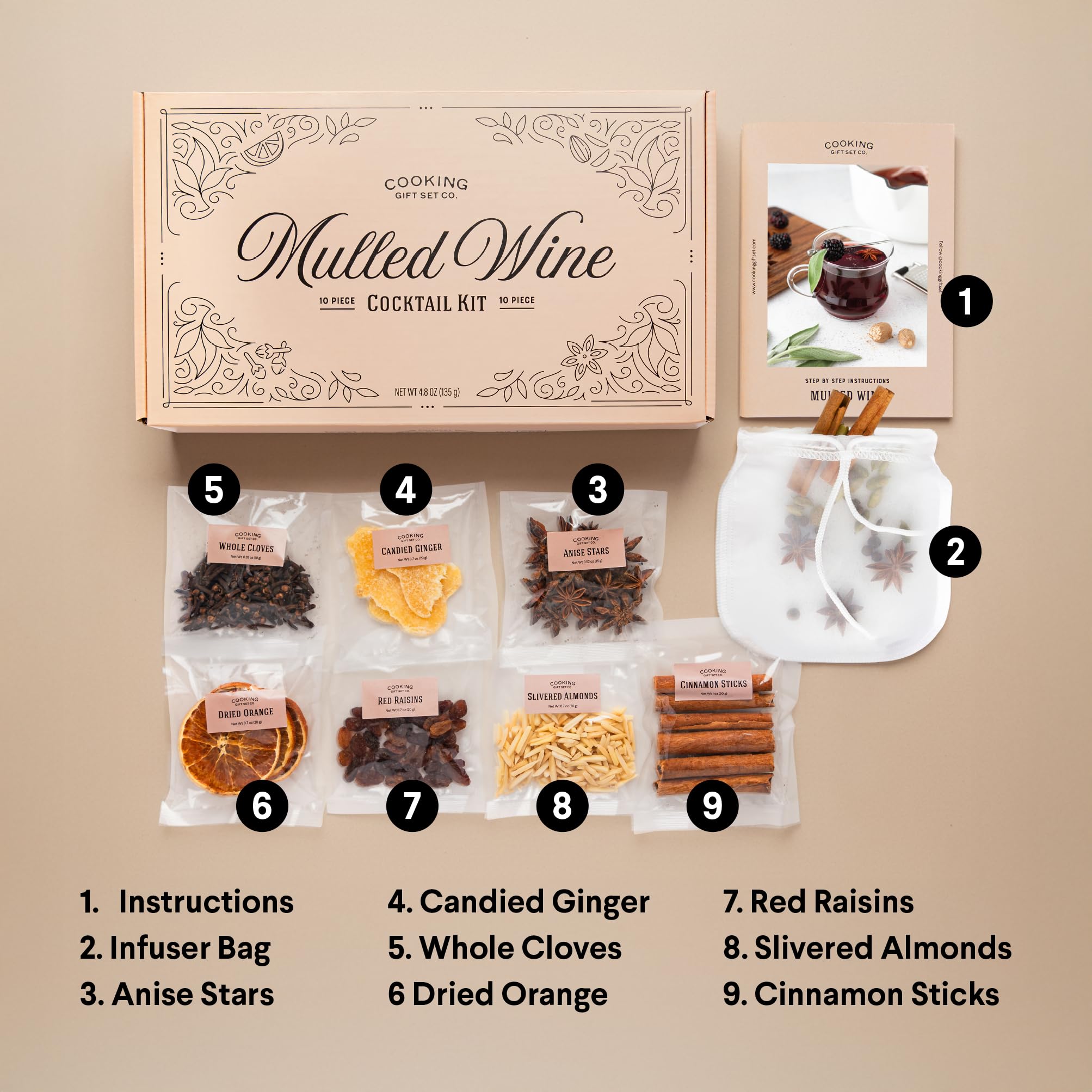 Cooking Gift Set six-spice blend, customize flavors for warming cider or wine