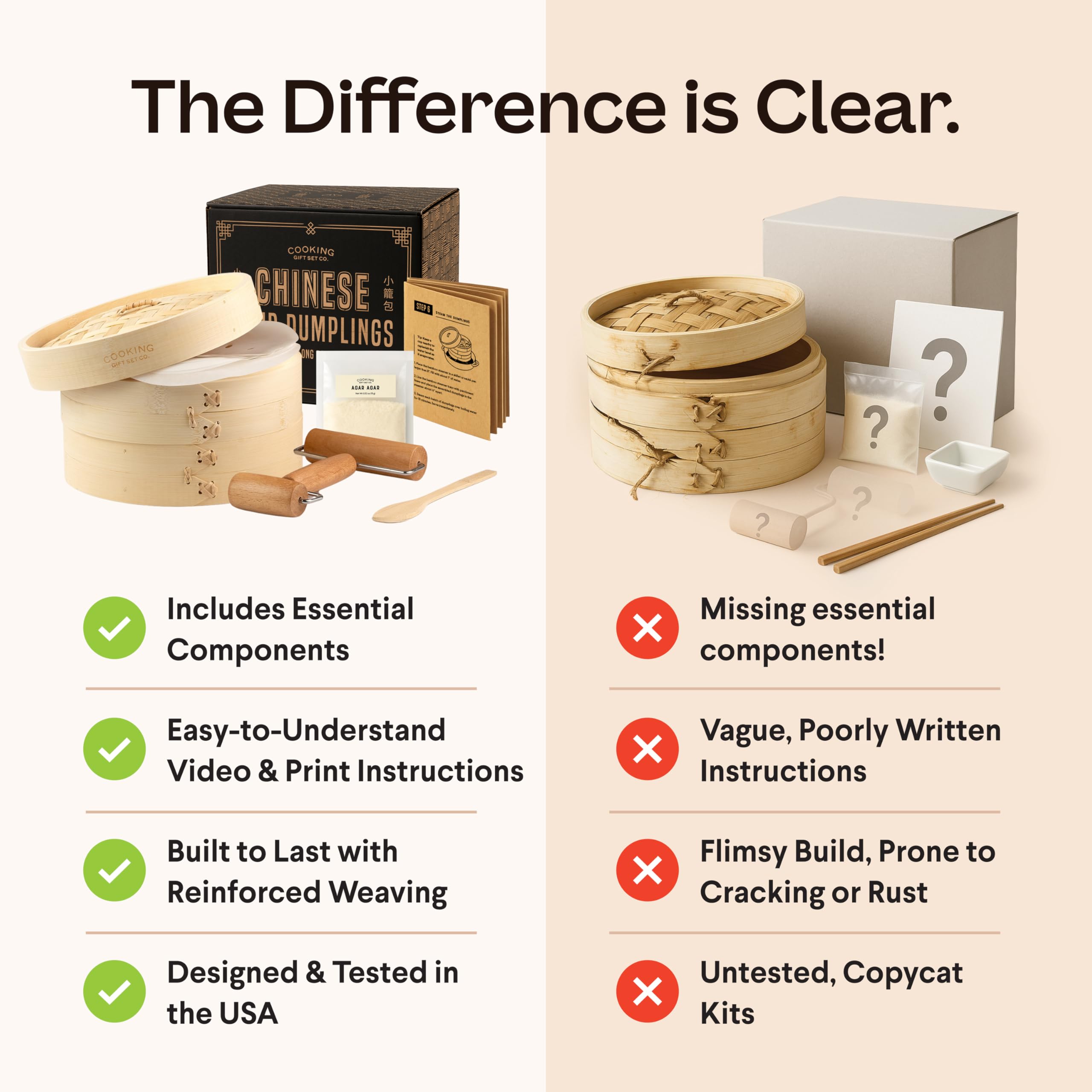 Cooking Gift Set step-by-step video guiding first-time dumpling success