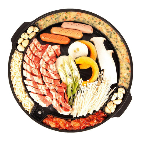 COOKKING Master Grill Pan shows grease draining system reducing excess fat during cooking