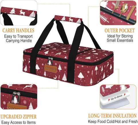 Cooklux insulated casserole carrier fits a 9x13 dish for easy transport.