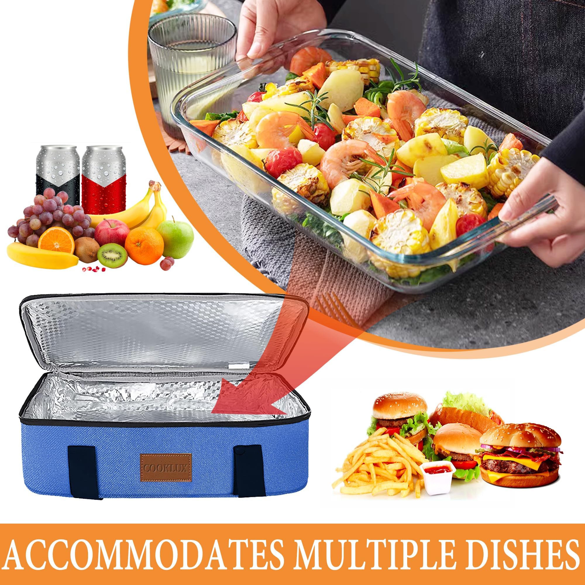 Cooklux multi-pocket storage demonstrates space for utensils and napkins.