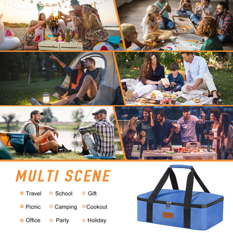 Cooklux transport bag fits standard 9x13 dishes for gatherings.