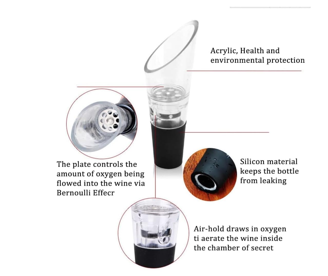 Cooko Wine Opener Set collar positioned to catch drips for clean service