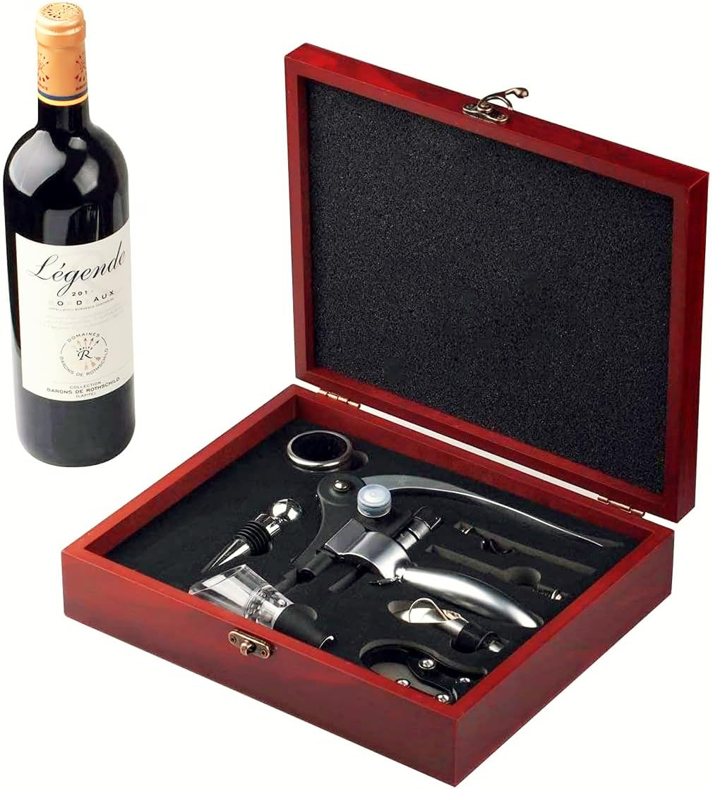 Cooko Wine Opener Set corkscrew in action for quick, smooth cork removal
