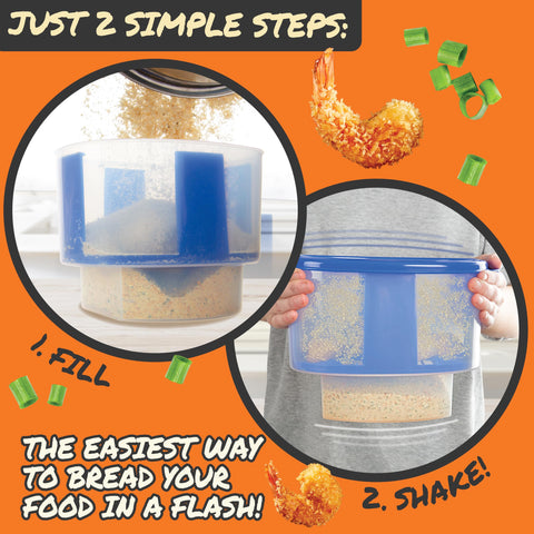 Cook's Choice Breader Bowl sifter tray hosting moistened items for uniform breading.
