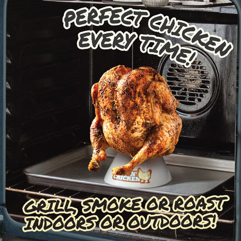 Cook's Choice Sittin' Chicken flavor infuser uses hollow shaft to hold beer, fruit, or sauce