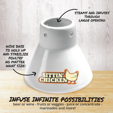 Cook's Choice Sittin' Chicken upright throne supports steady roasting for succulent results