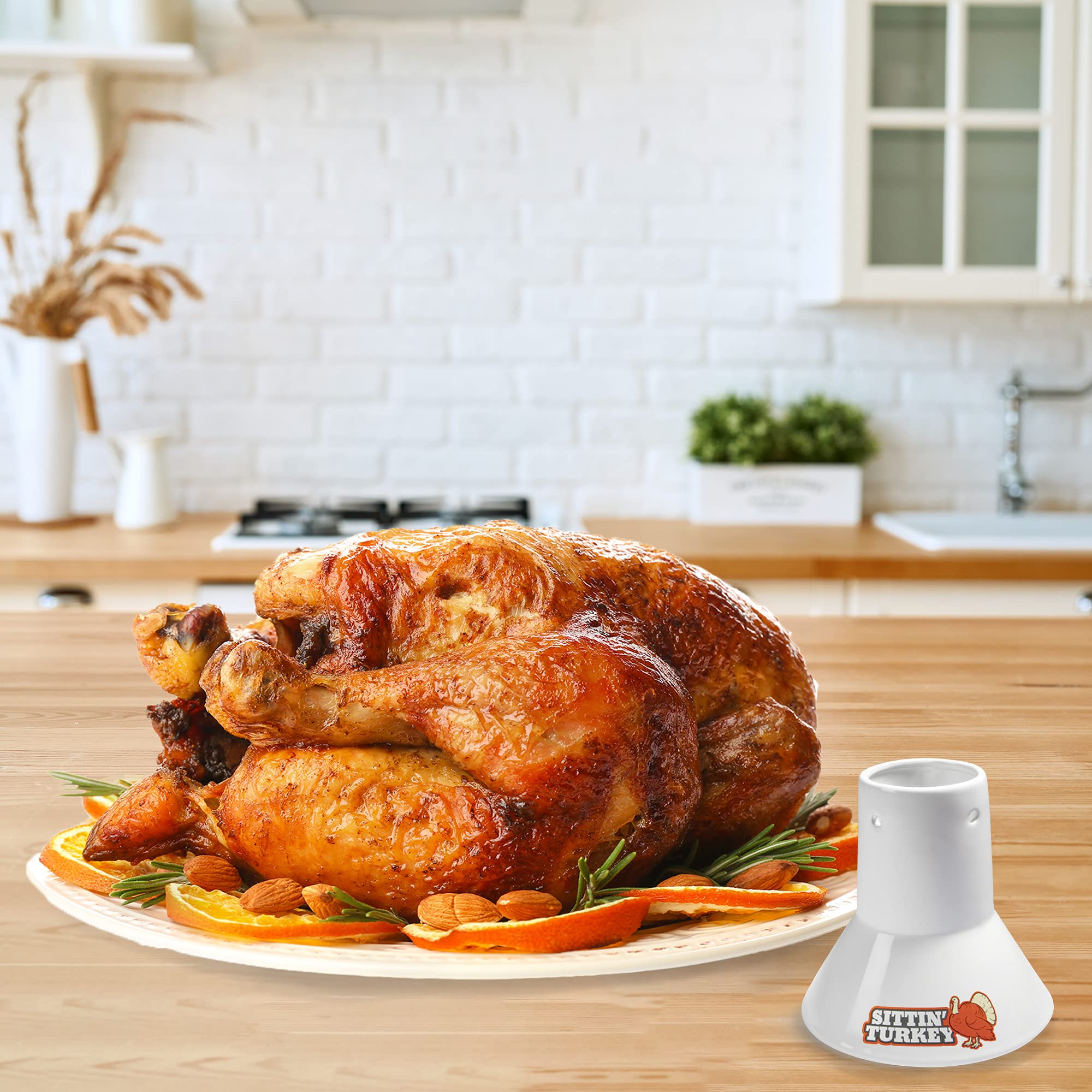 COOK'S CHOICE Sittin’ Turkey XL base supports turkeys up to 18 pounds.
