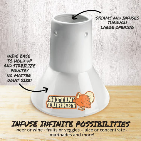 COOK'S CHOICE Sittin’ Turkey top features four steam ports for moisture.