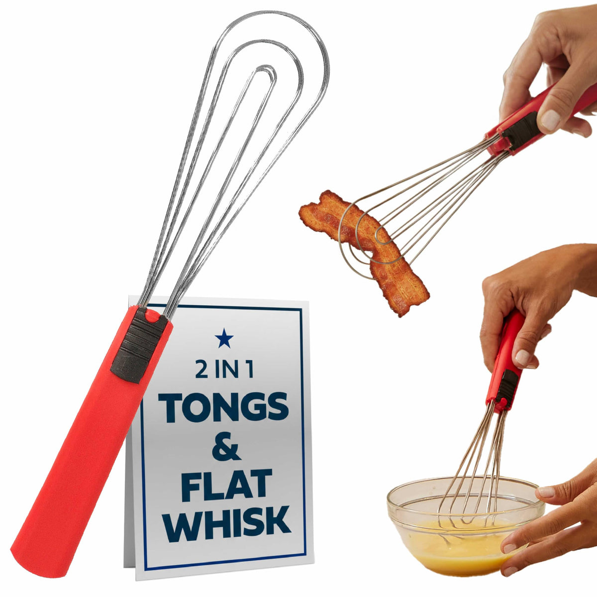 Cooks Innovations Foodie Tongs fold-flat design saves drawer space and stores easily.
