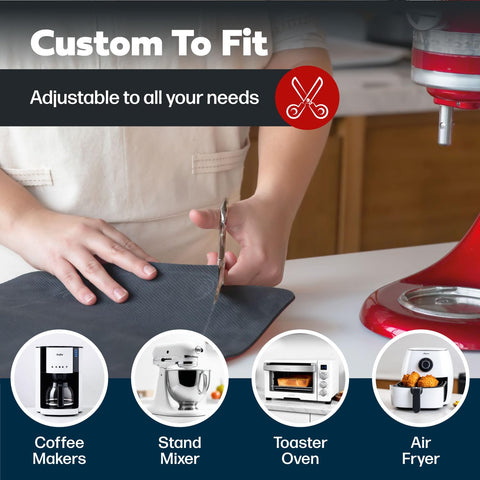 Cooks Innovations heat mats under appliances for easy sliding.