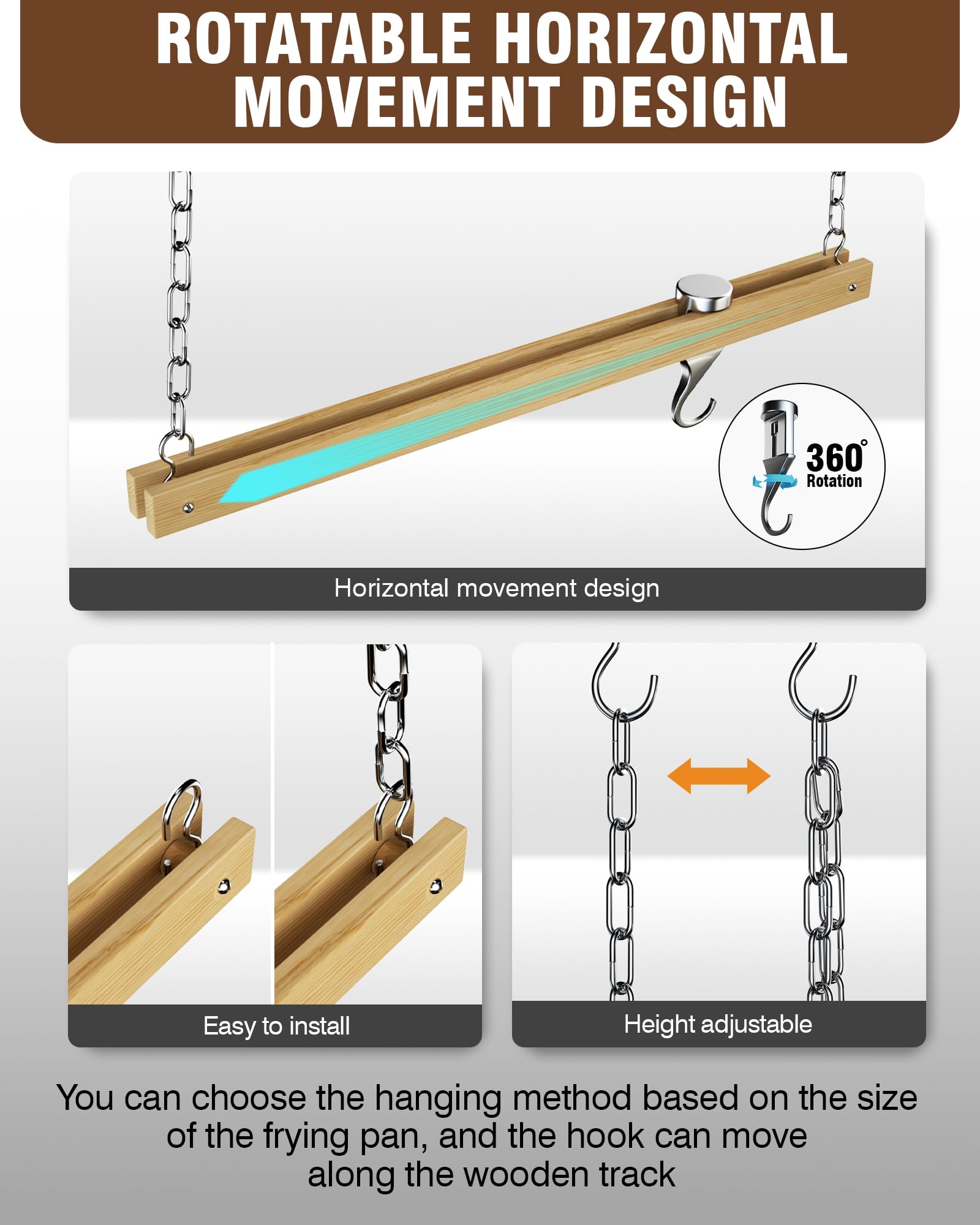 Cooks Standard NC-00269 natural wood track with smooth finish resists wear.
