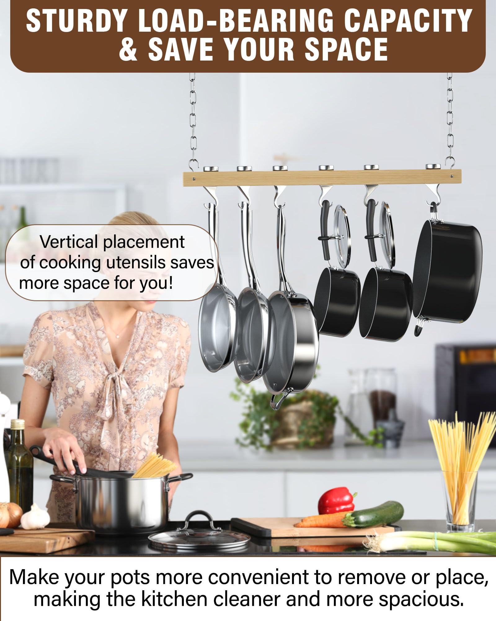 Cooks Standard NC-00269 six swivel-hooks enable full 360-degree access to pots.