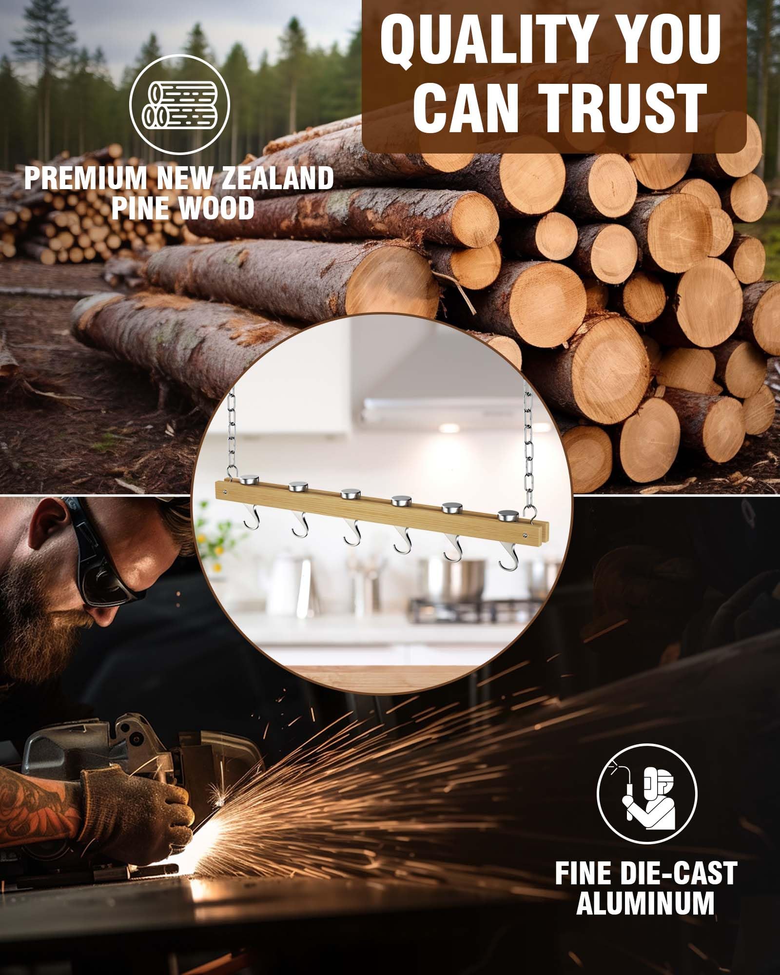 Cooks Standard NC-00269 solid aluminum brackets provide durable, modern styling.