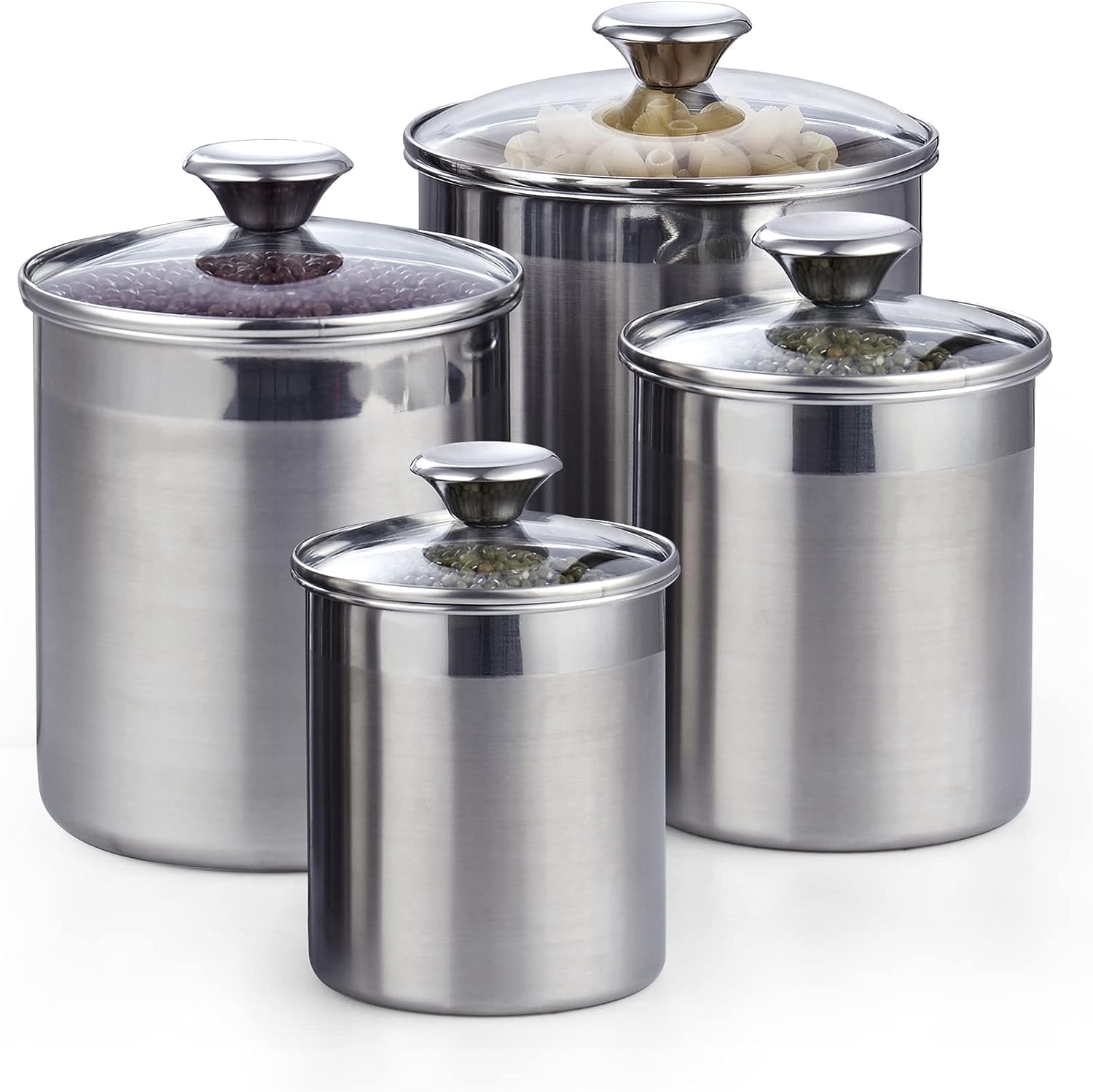 Cooks Standard stainless steel canister 0.95qt front view, ideal for compact pantry storage.