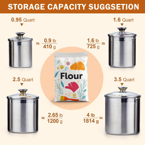 Cooks Standard stainless steel canister 2.5qt side view keeps dry ingredients visible.