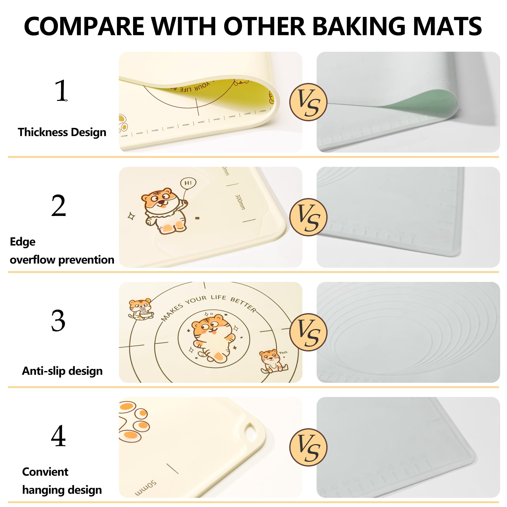 COOKSTYLE dishwasher-safe silicone mat cleans quickly after baking tasks.