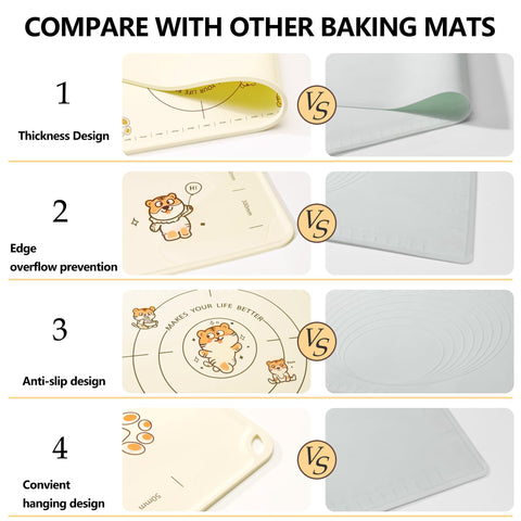 COOKSTYLE dishwasher-safe silicone mat cleans quickly after baking tasks.