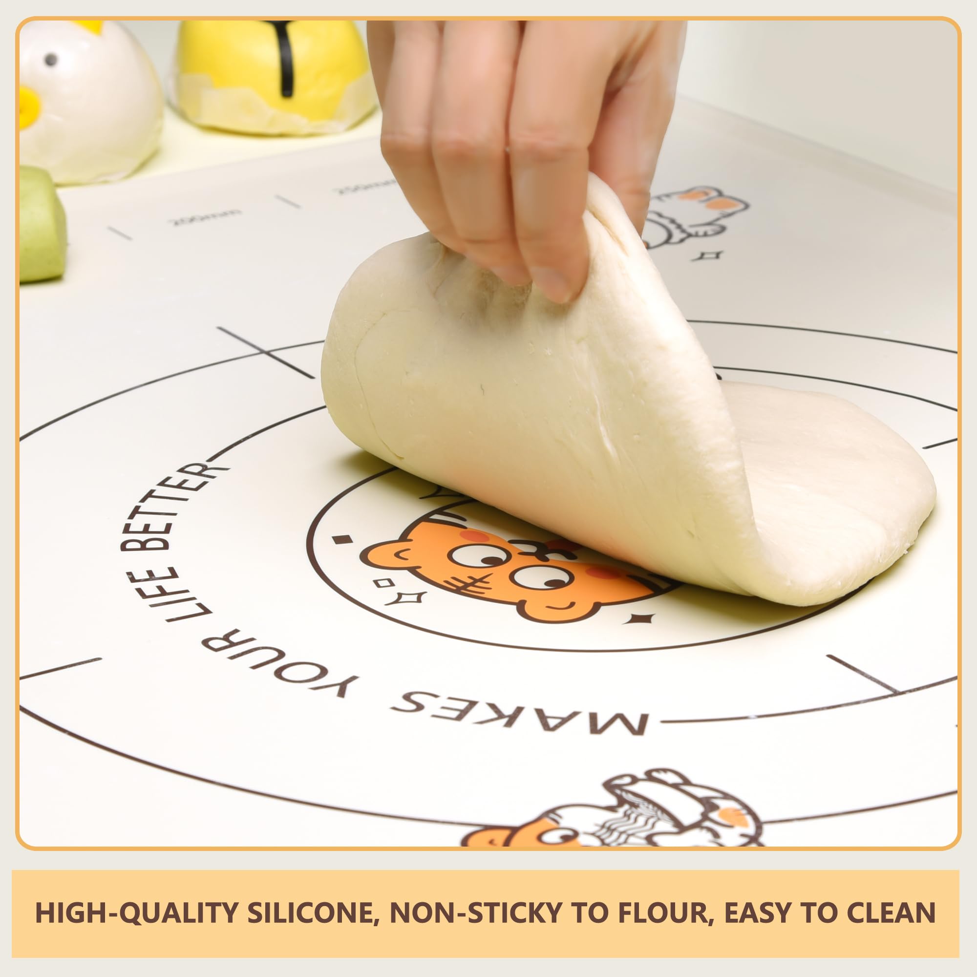 COOKSTYLE roll-and-store dough mat fits compactly in drawers.