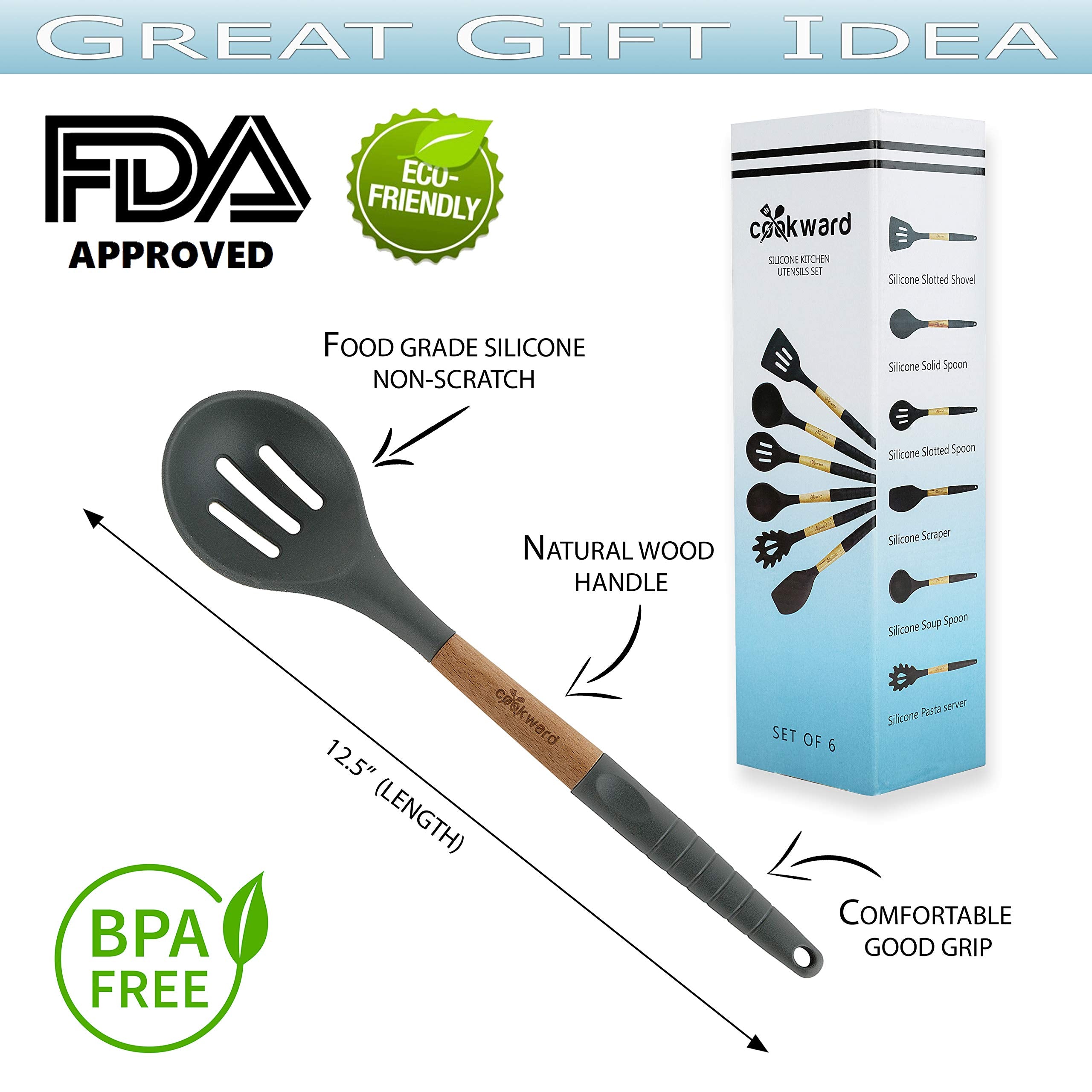 Cookward natural wood handles offer comfort and durability.