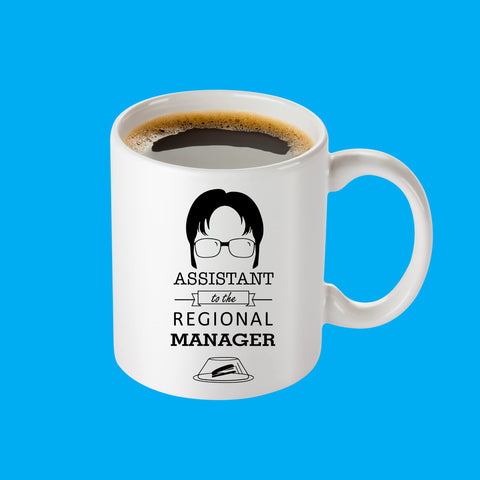 COOL AF Assistant to the Regional Manager mug care instructions emphasize easy upkeep.