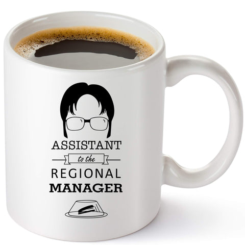 COOL AF Assistant to the Regional Manager mug front view highlights bold Dwight Schrute design for office fans.