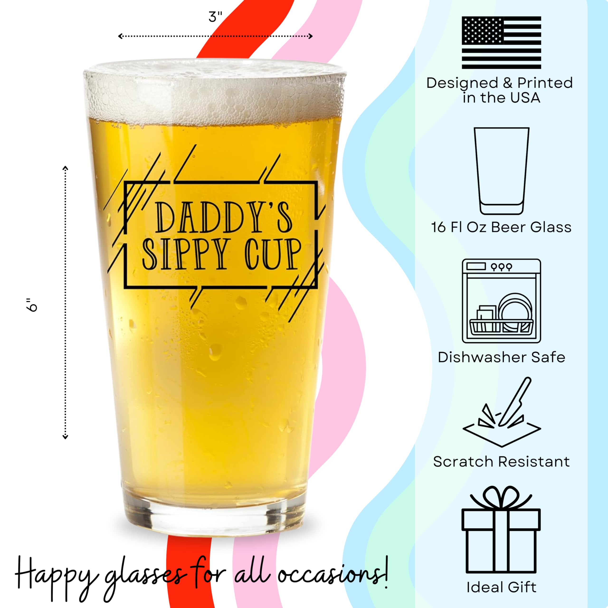 COOL AF Daddys Sippy Cup Beer Glass gift-ready packaging, ideal stocking stuffers or new dad gifts