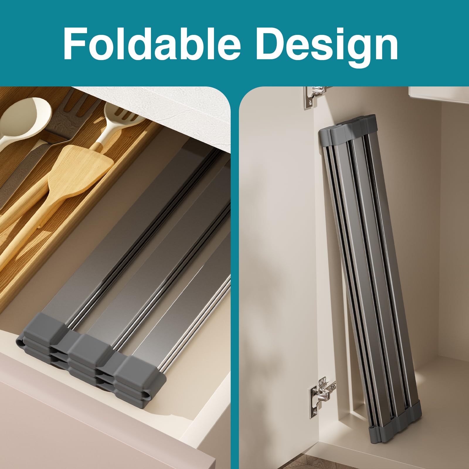 Cool-Angle multi-functional rack dries dishes or washes produce.