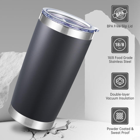 Tumbler fits most car cup holders for easy travel