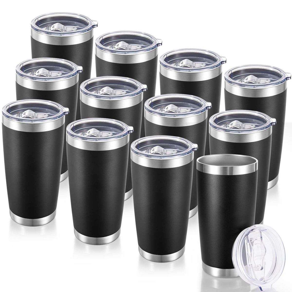 Cool Yoleb 20 oz tumbler with lid shows double-wall vacuum insulation.