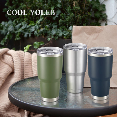 Cool Yoleb 30oz fits most car cup holders for easy transport.