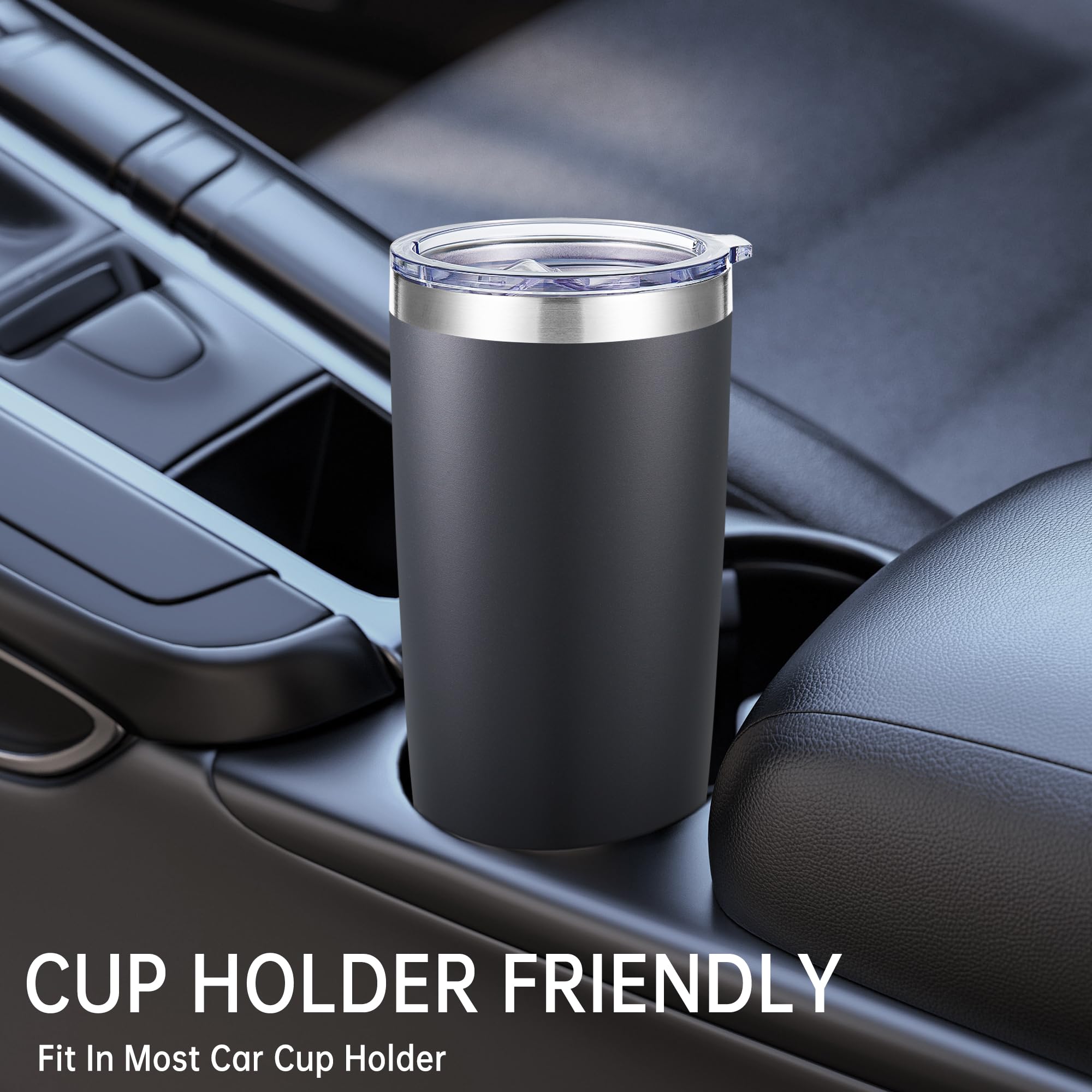 Cool Yoleb tumbler fits car cup holders for easy travel.