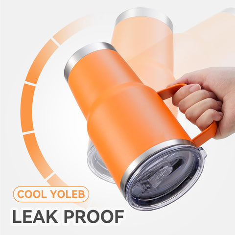 Cool Yoleb double-wall vacuum insulation keeps drinks cold or hot longer.